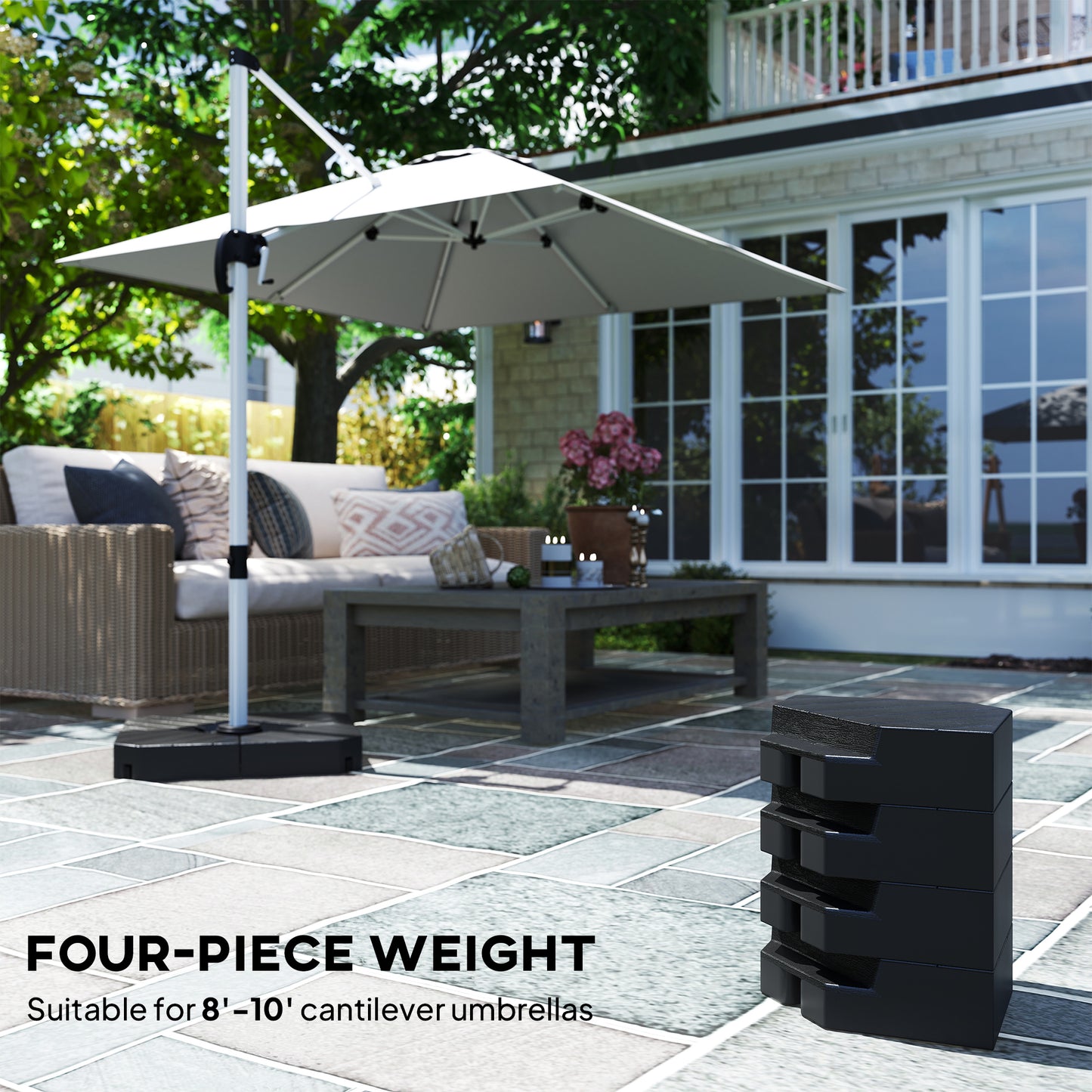 Outdoor Umbrella Base Weights - 132 lbs Water or 176 lbs Sand