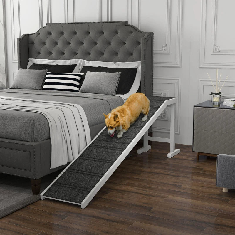 Foldable Dog Ramp with Non-Slip Carpet Top Platform for Small & Senior Dogs - Gray or White