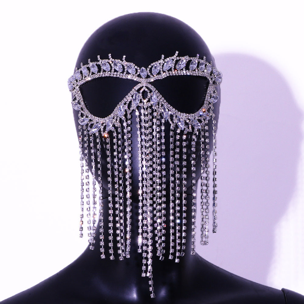 Halloween Catwoman Mask with Zircon Embellishments - Unisex Costume Accessory
