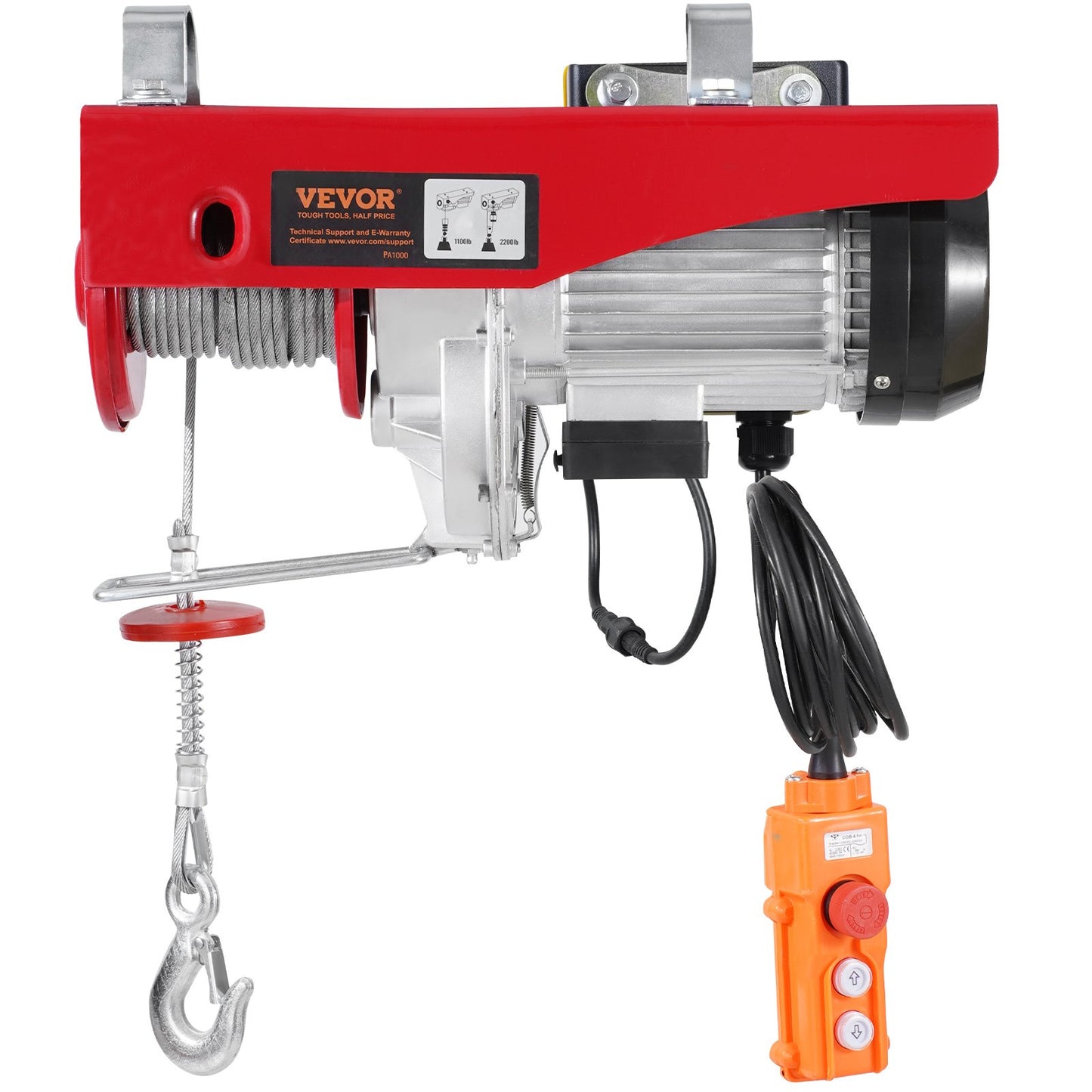 Electric Hoist Crane Winch 2200 Lbs 328 Ft Wireless & Wired Remote - Garden Tools