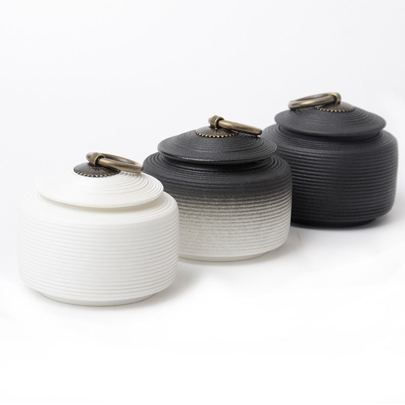 Retro Stoneware Sealed Tea Storage Canisters - Moisture-Proof Ceramic Jars