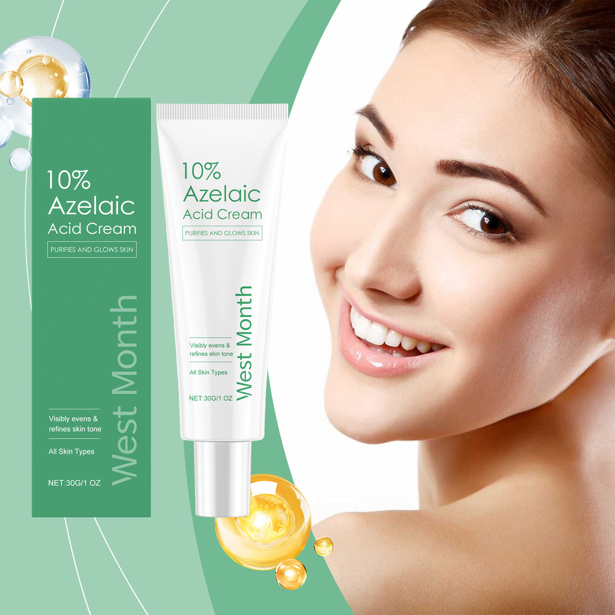 Moisturizing Facial Cream with Azelaic Acid - Nourishing Hydrating Skin Care