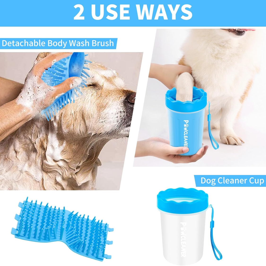 Pet Paw Cleaner Set for Dogs & Cats - Includes Paw Washer Towels & Toothbrushes