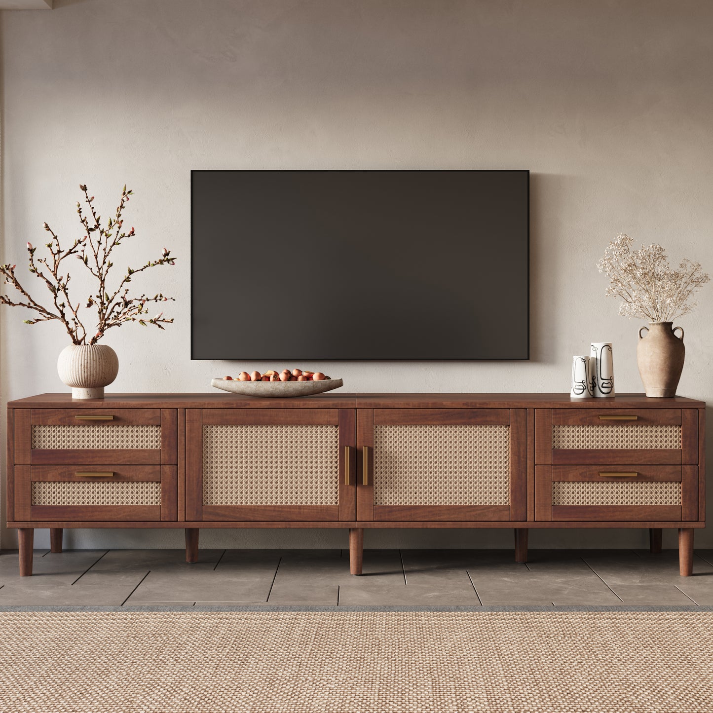78 Inch TV Stand for 85 Inch TVs - Modern Media Console with 4 Drawers
