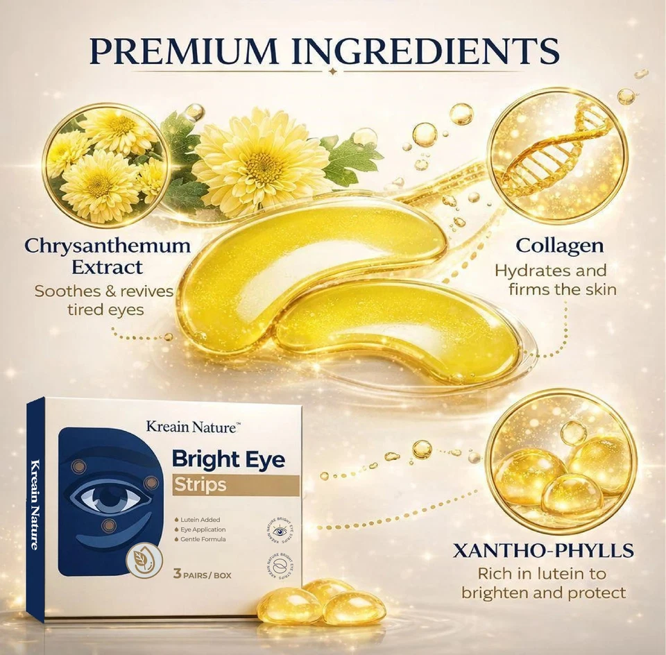 Brightening Vegan Eye Strips with Lutein - 3 Pairs for Dark Circles & Puffiness