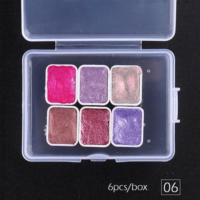 Metallic Pearlescent Nail Watercolor Pigment Set - 6 Shades
