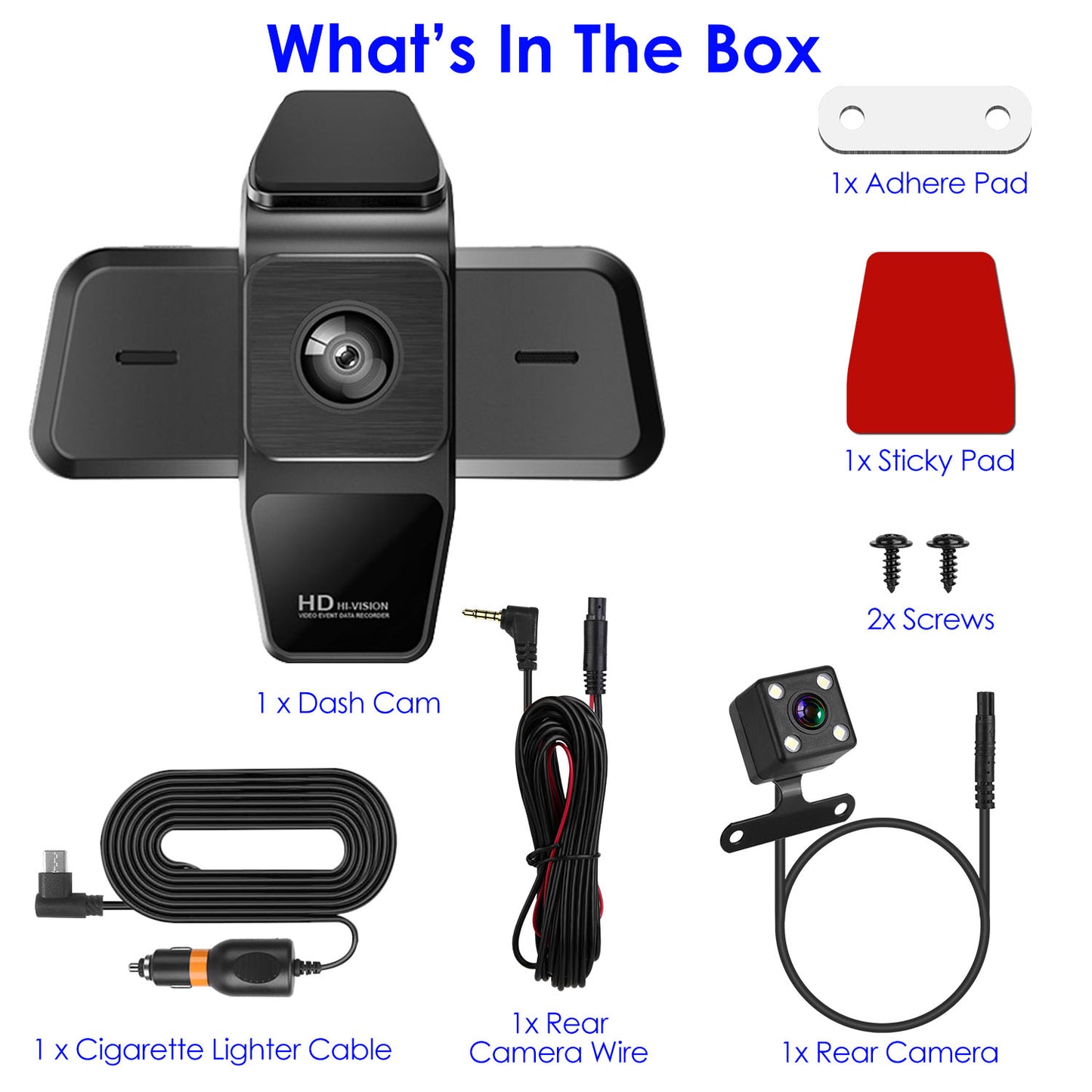 1080P FHD 3-Channel WiFi Dash Cam with Night Vision & Motion Detection