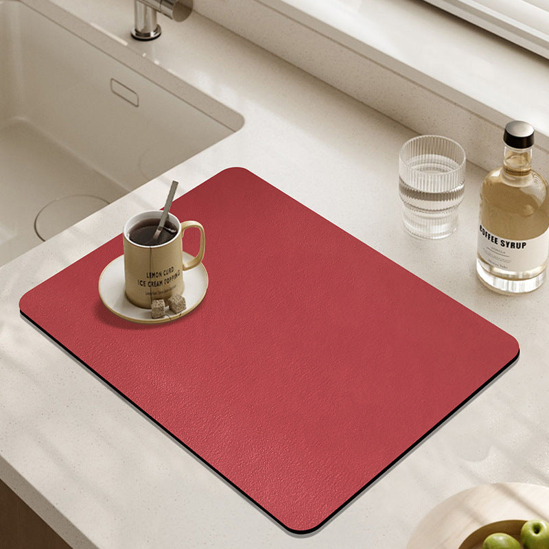 Absorbent Dish Drying Mat Water Drainage Pad for Kitchen Counter Non-Slip