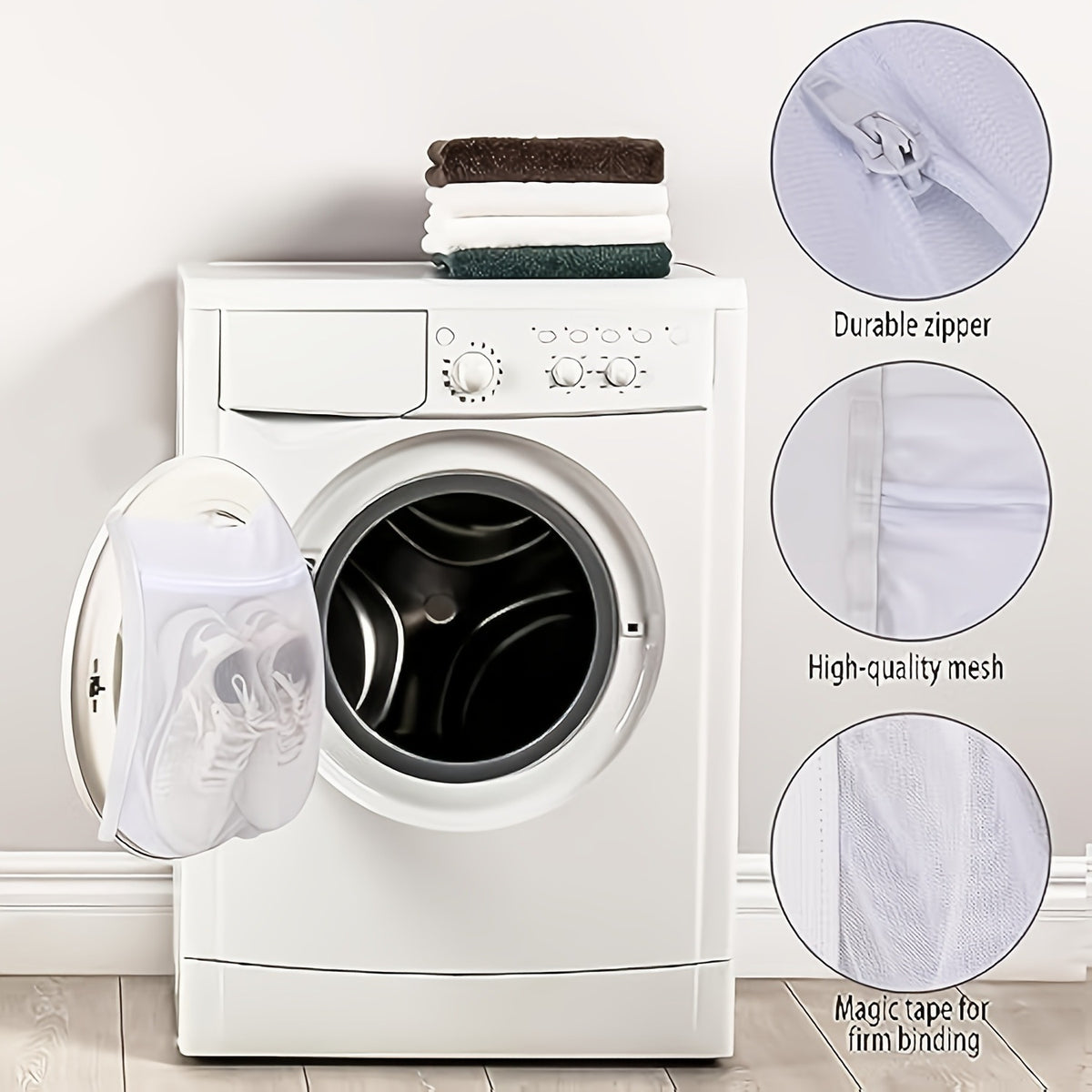 Wall-Mounted Shoe Drying Bag for Laundry and Shoe Storage - White