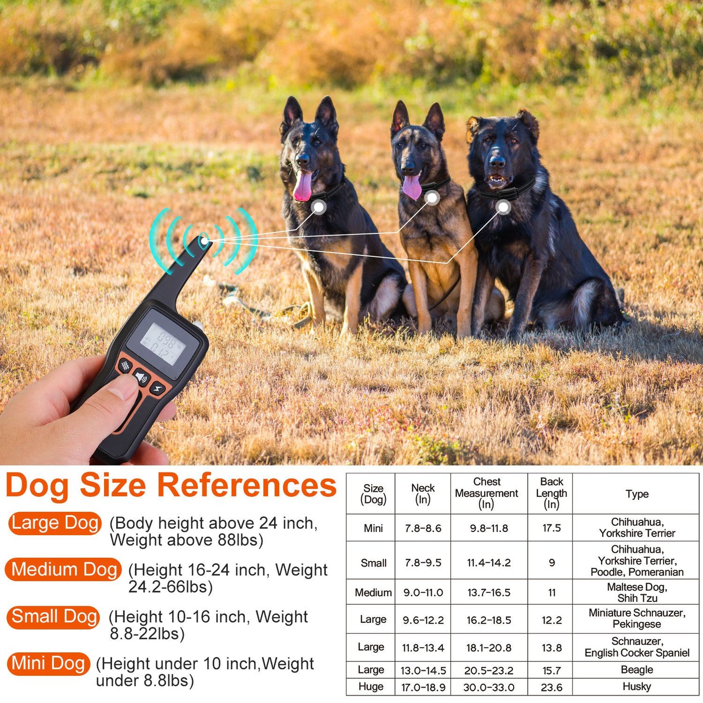 Waterproof Dog Training Collar with 3 Training Modes - 3280FT Range