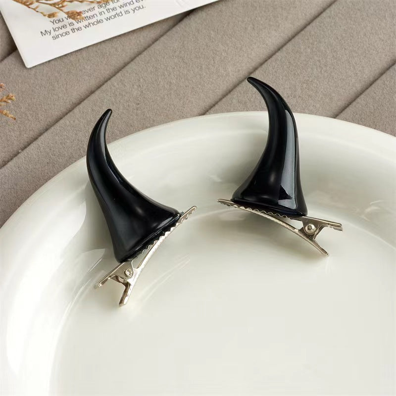 Halloween Horn Hair Clip Set - Dark Gothic Holiday Hair Accessories