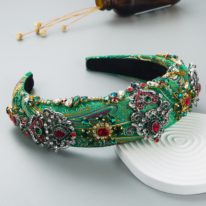 Rhinestone Embroidered Flower Headband