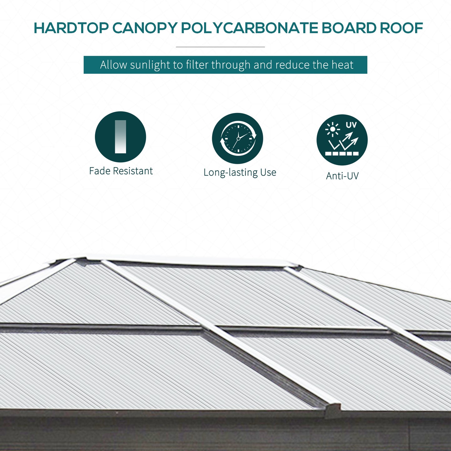 10' x 12' Hardtop Gazebo with Polycarbonate Roof & Netting