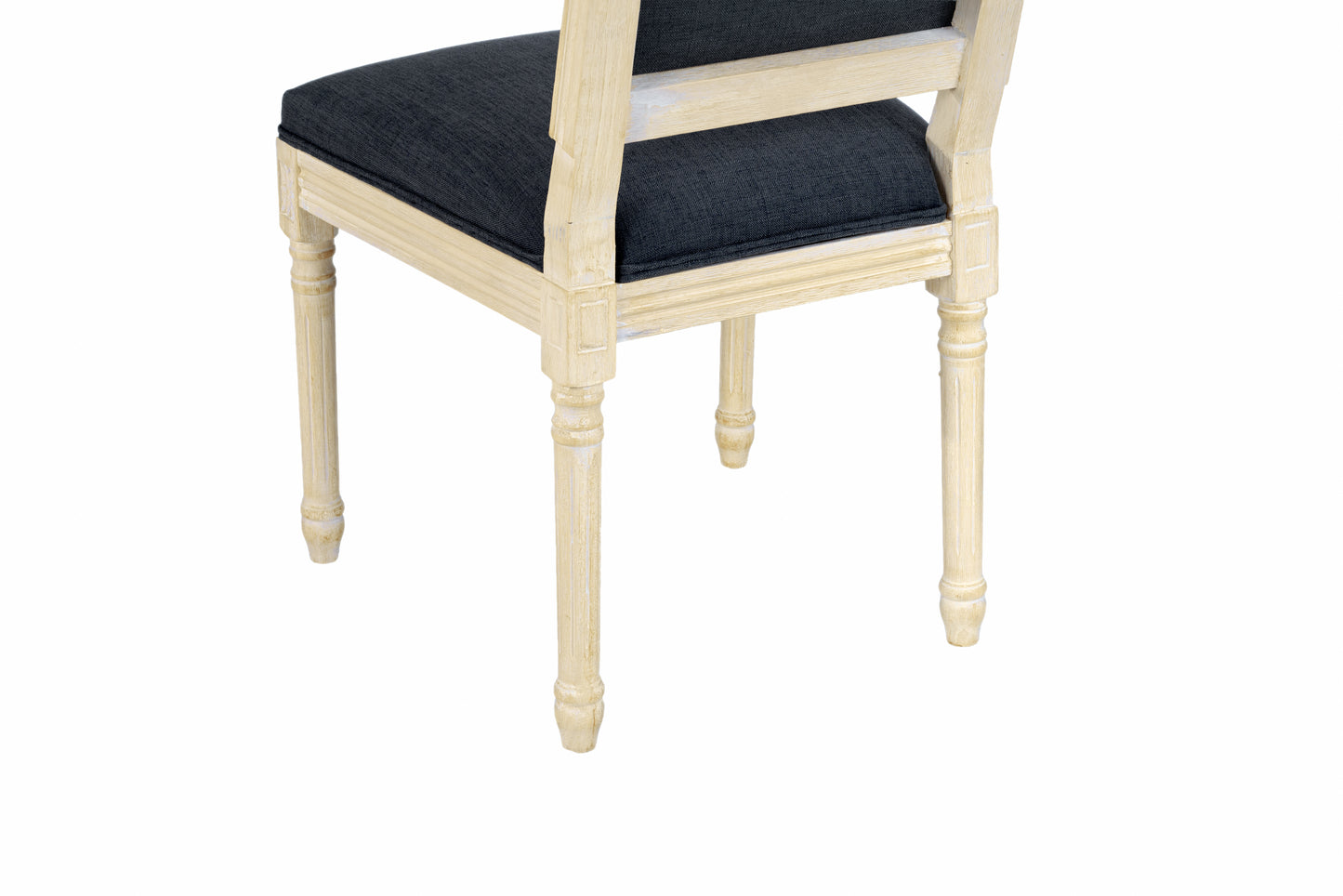 French Country Dining Chairs Set of 2 - Upholstered Grey