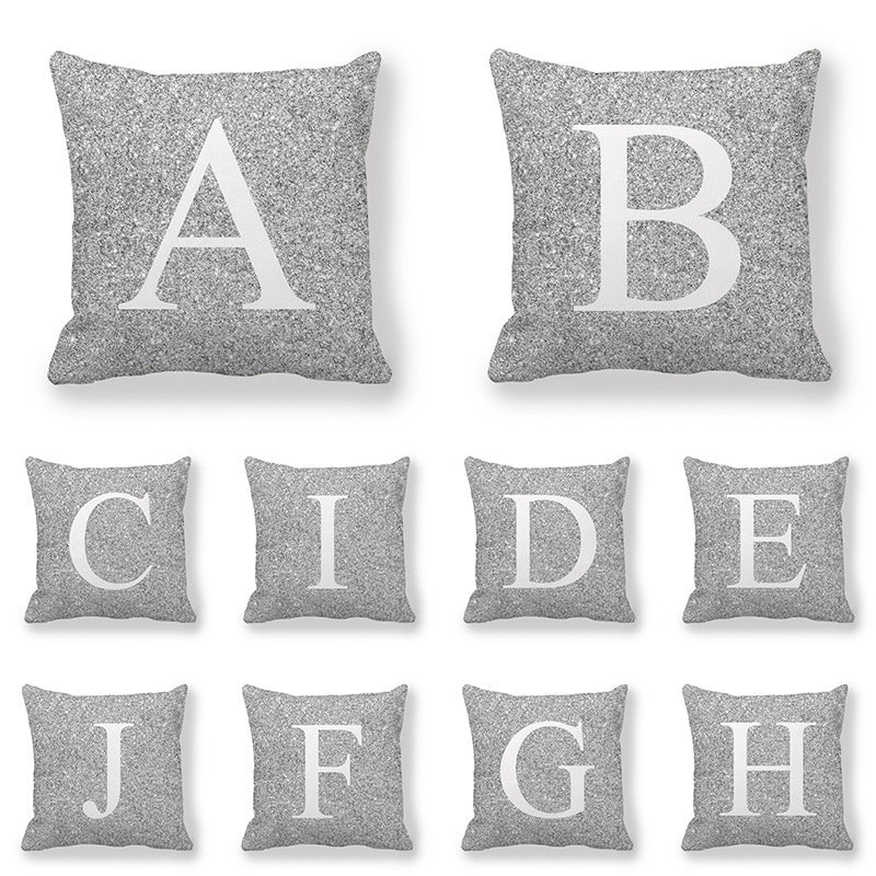 Gray Shading Encrypted English Letters Pillow Cover 45x45cm Fabric Home Decor