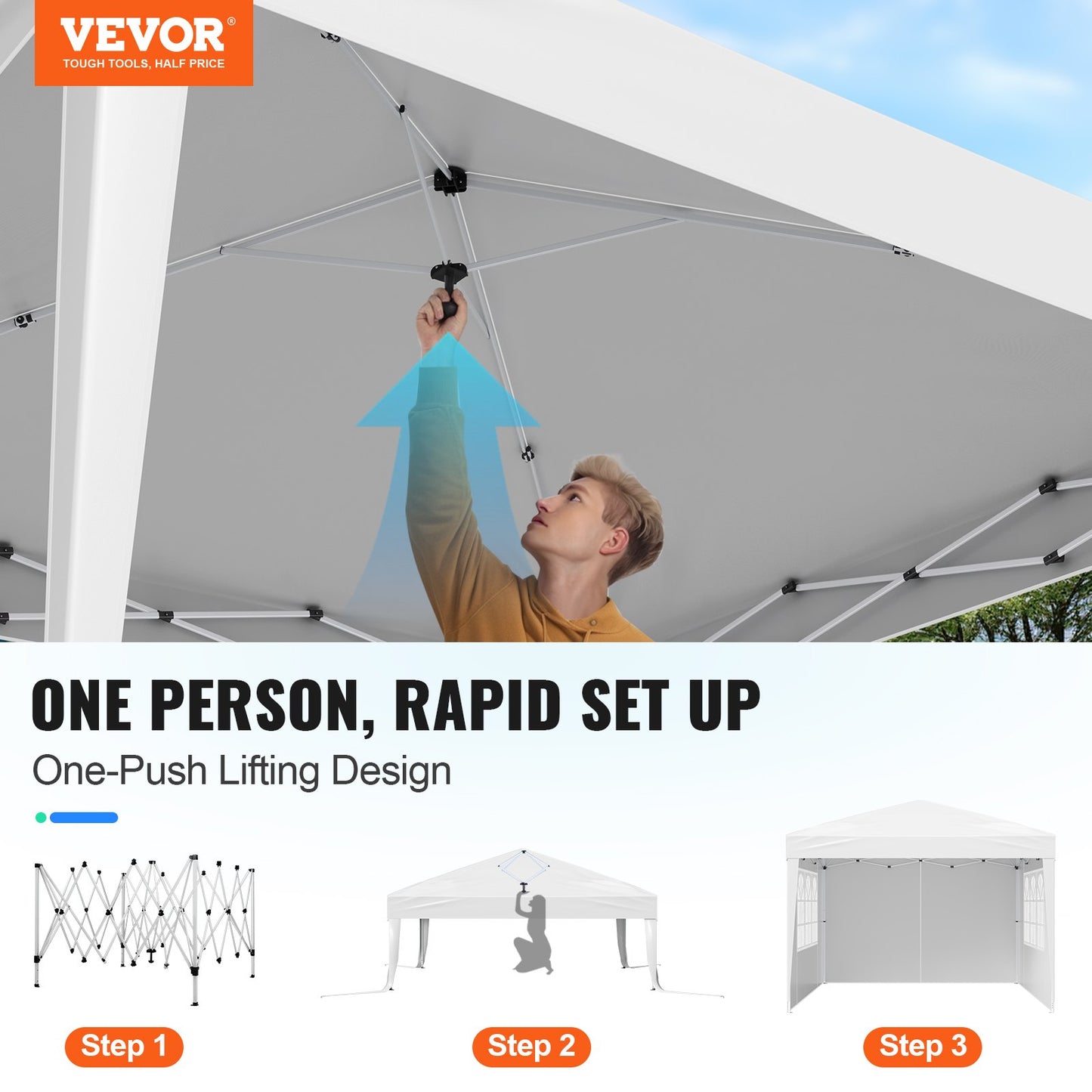 10x10 FT Pop Up Gazebo Tent with Sidewalls & Windows - White, Instant Setup