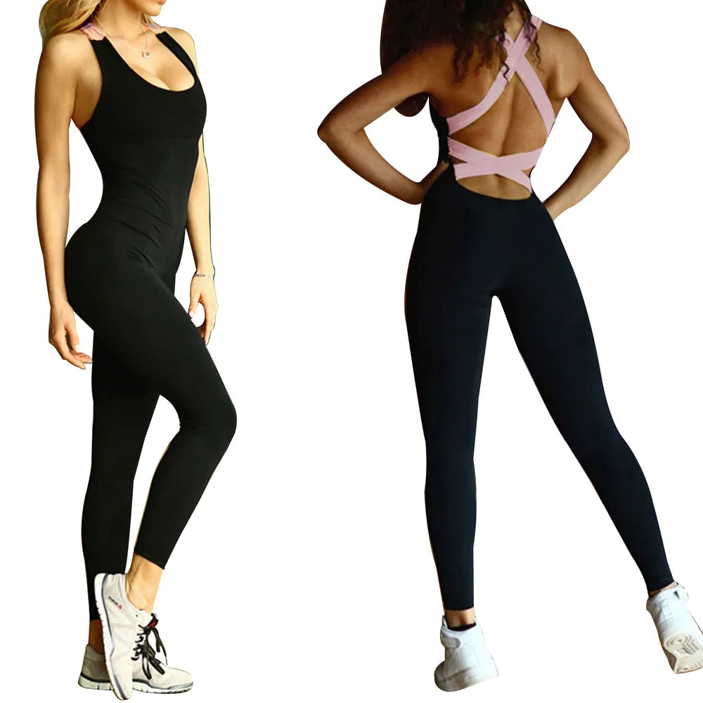 Yoga Workout Jumpsuit for Women - Sleeveless & Stretchable