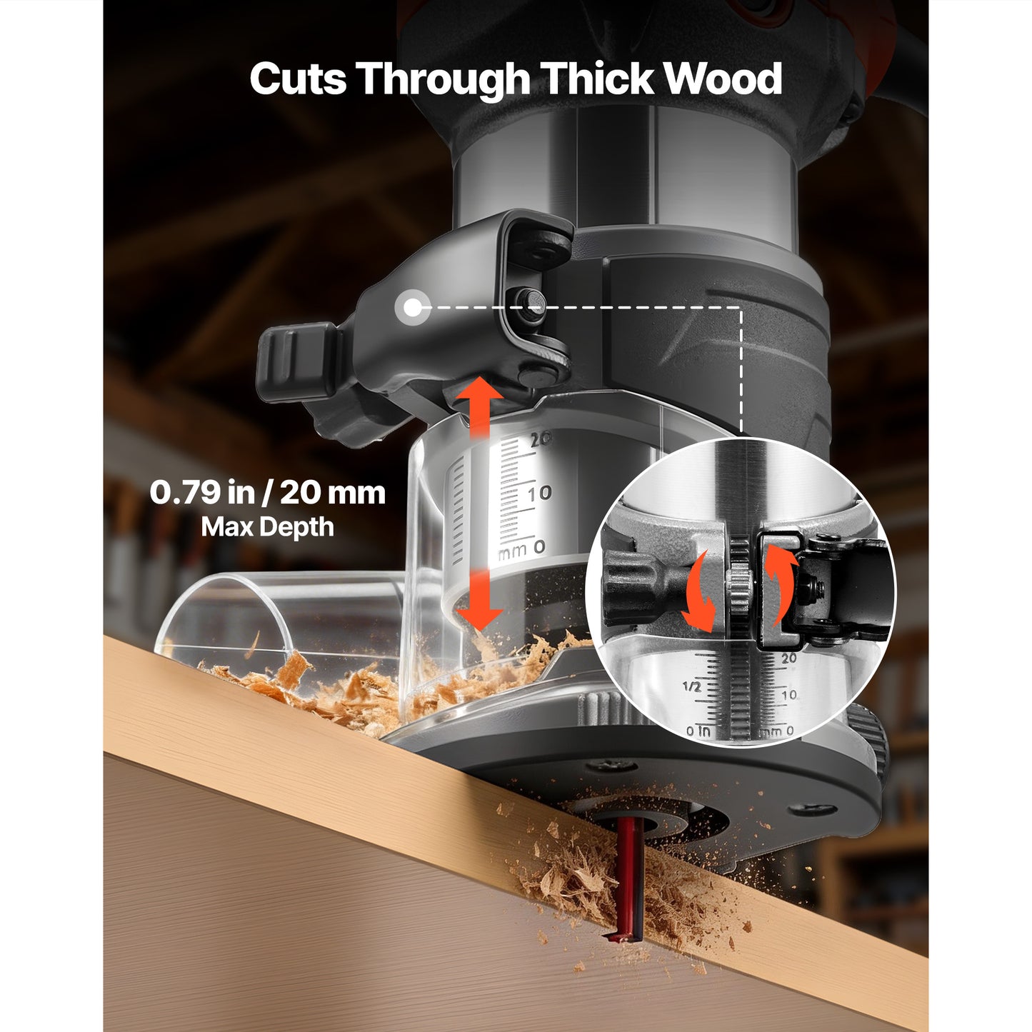 Wood Router 710W Variable Speed Hand Tool with Soft Start & Fixed Base