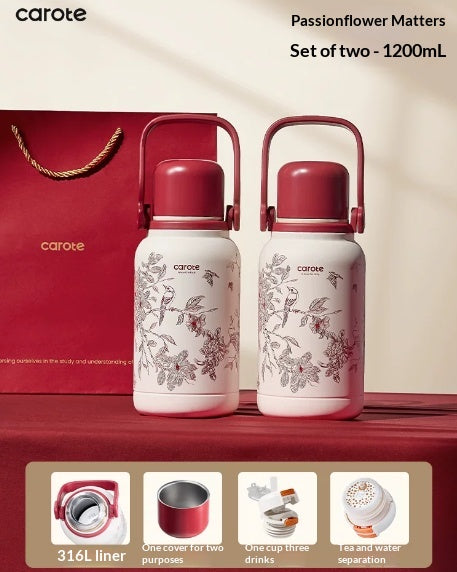 Large Insulated Water Bottle 1200ml Stainless Steel Travel Mug - Multi Color