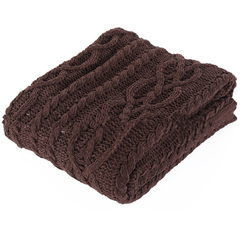 Heavy Weight Knitted Blanket - Thick Chenille Bed Cover for Home & Bedroom