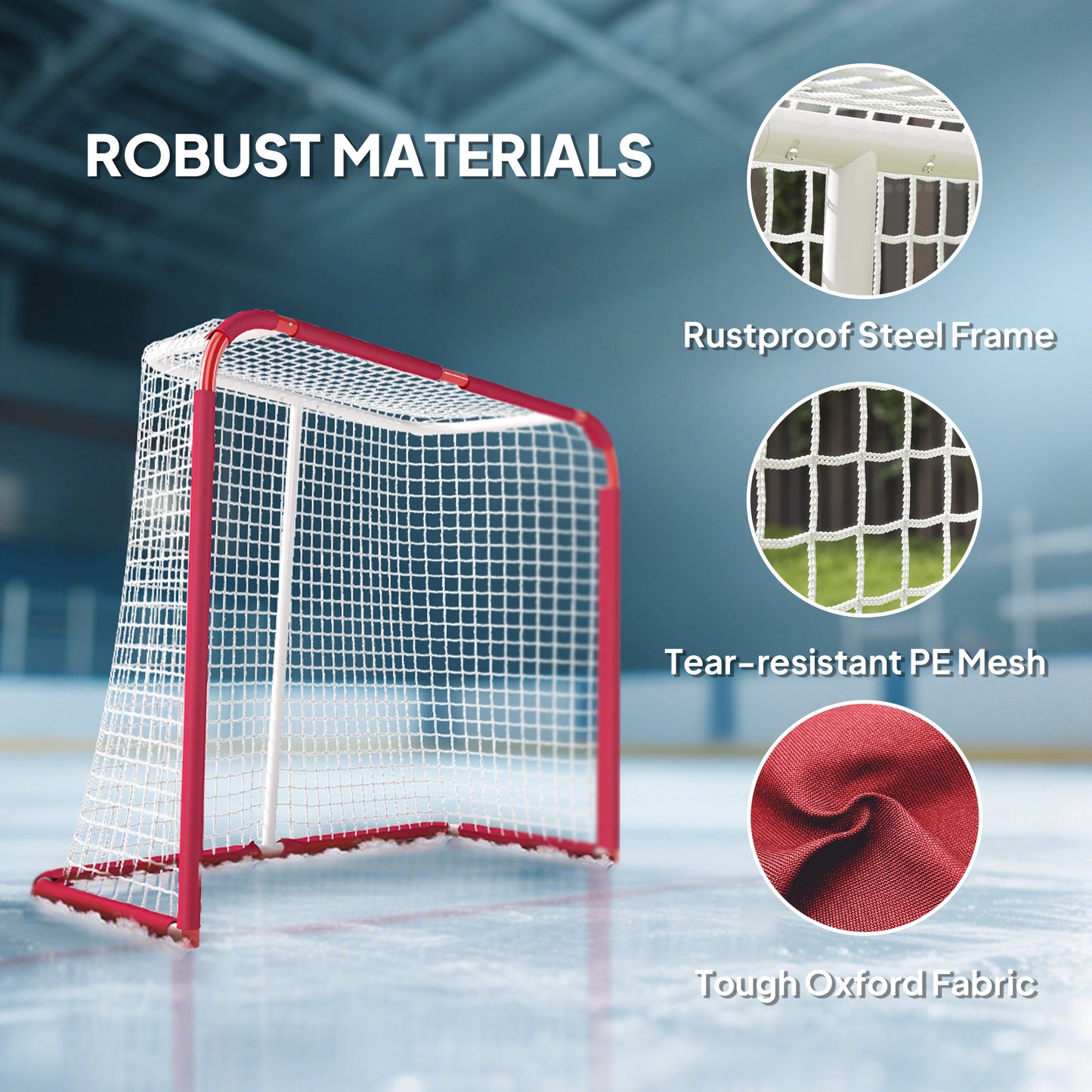 All Weather Soccer Goal with Steel Frame - Red Practice Net