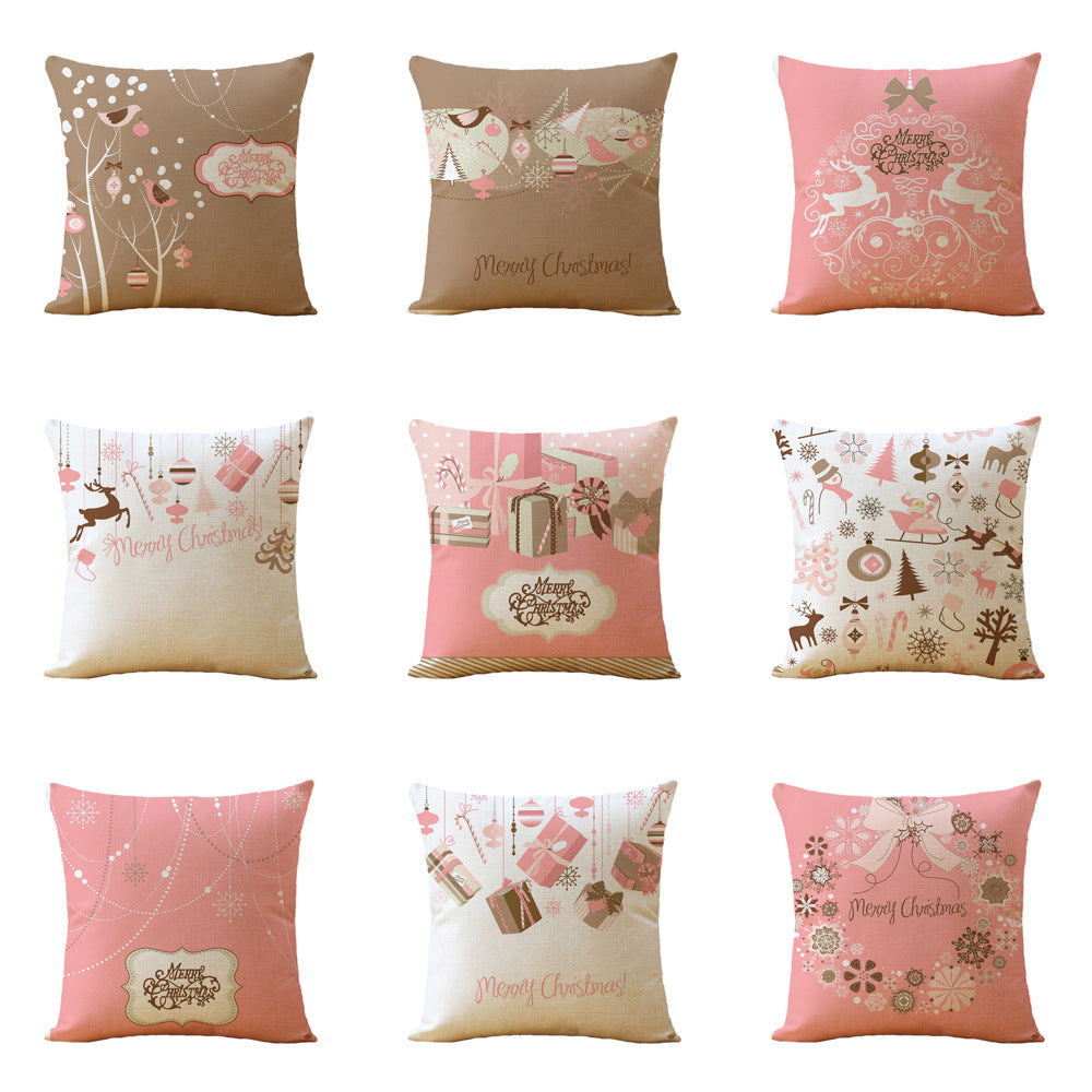 Christmas Printed Linen Pillowcase - Super Soft & Skin-Friendly Cushion Cover