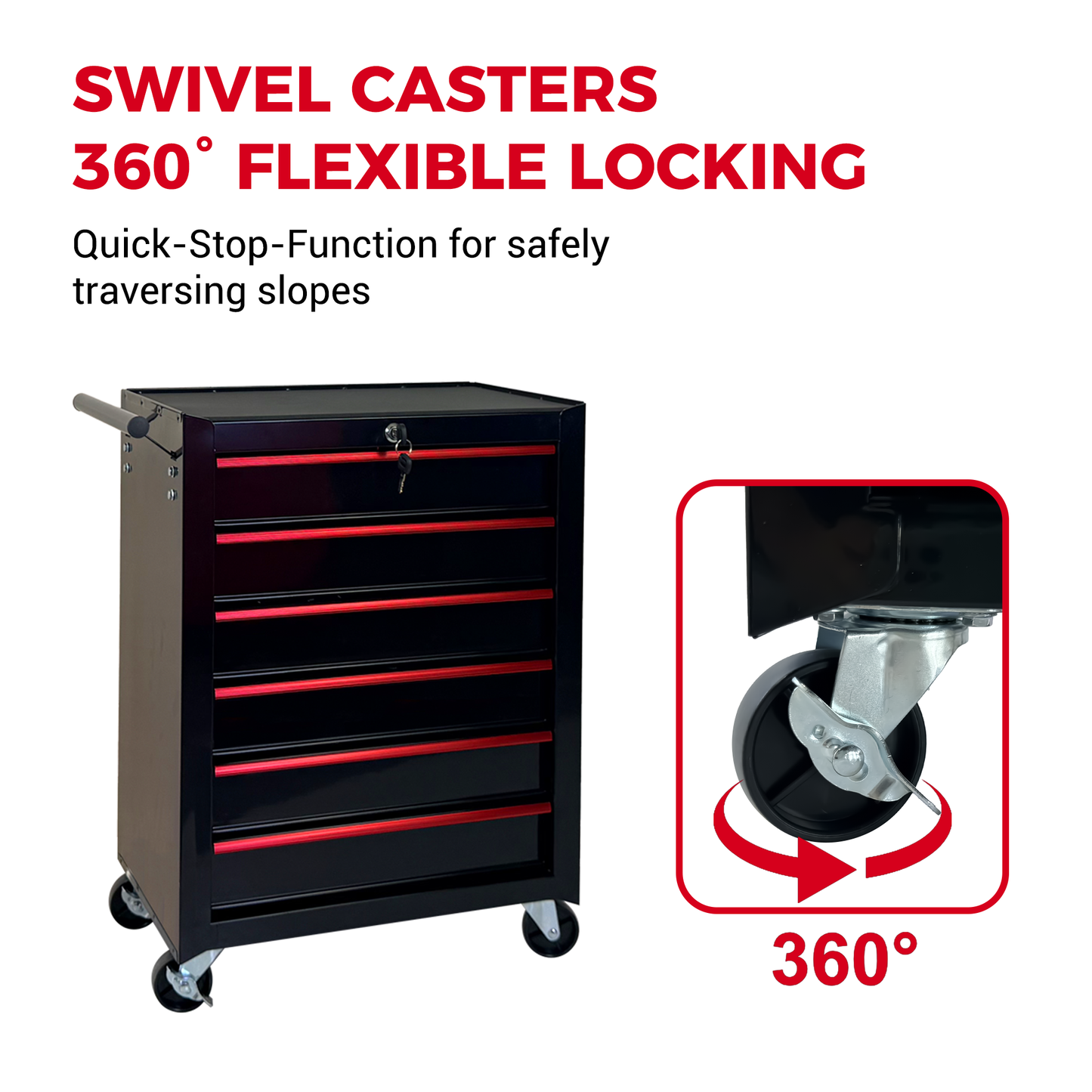 20-Inch Rolling Metal Tool Chest with 6 Drawers - Black