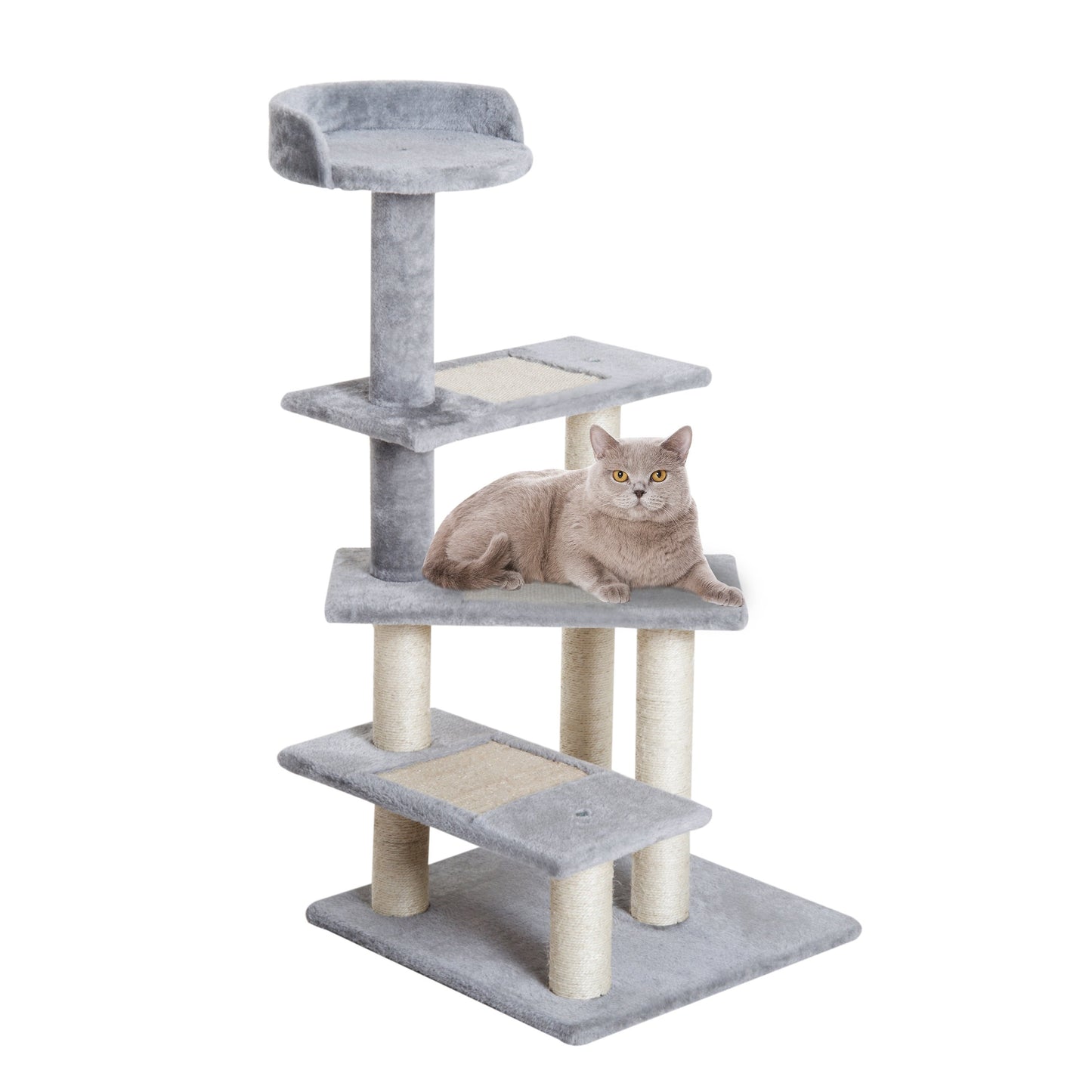 40-Inch Multi-Level Cat Tree with Scratching Posts and Perches - Gray