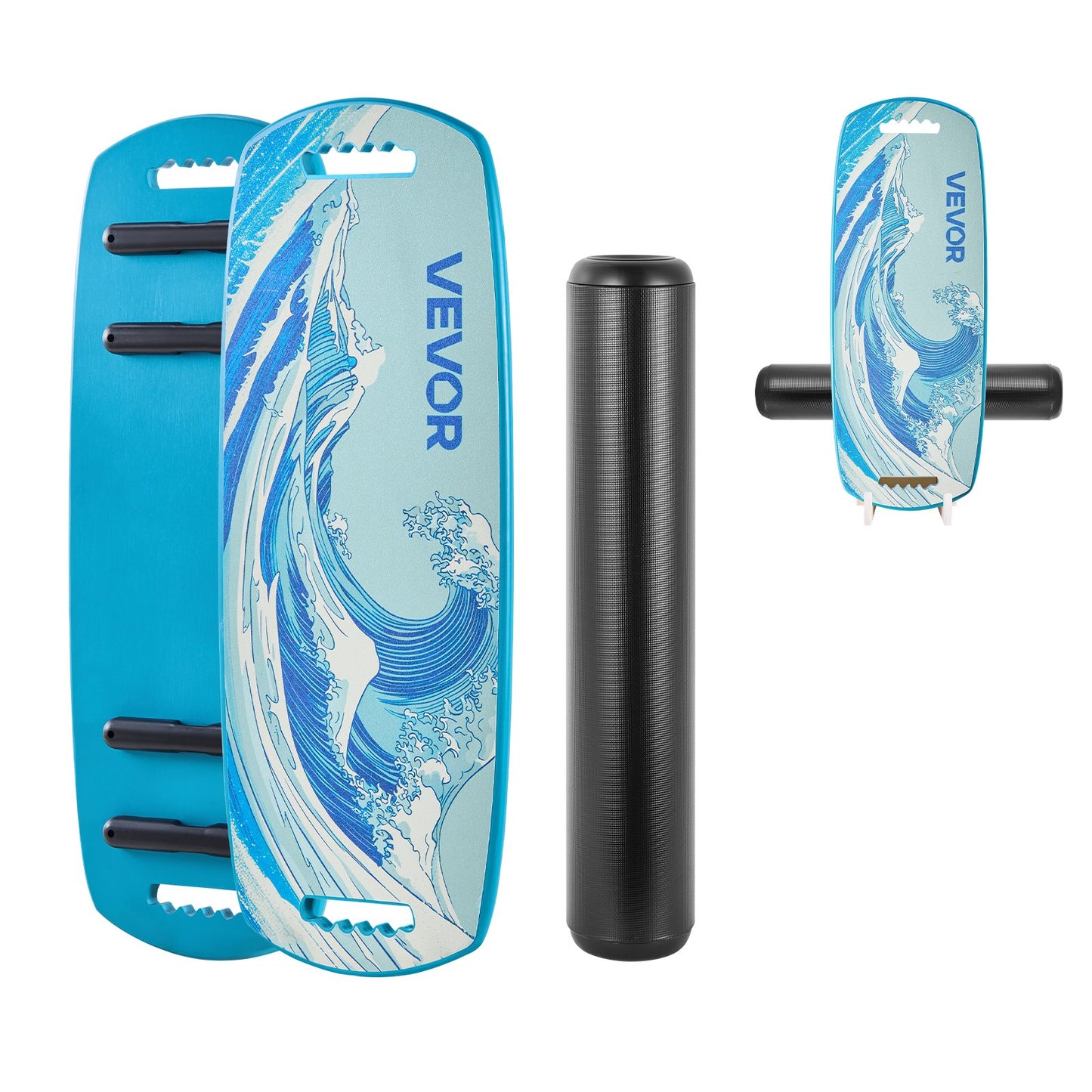 Balance Board for Core Workout & Physical Therapy - Wooden Wobble Trainer with Roller & Storage Rack