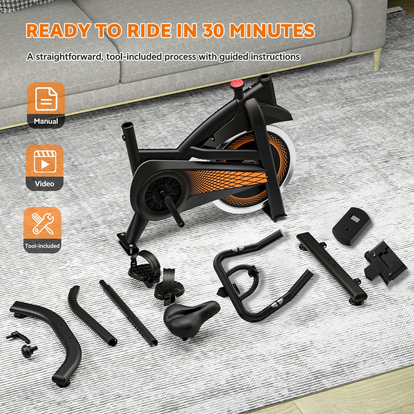 Adjustable Magnetic Resistance Exercise Bike with Tablet Mount