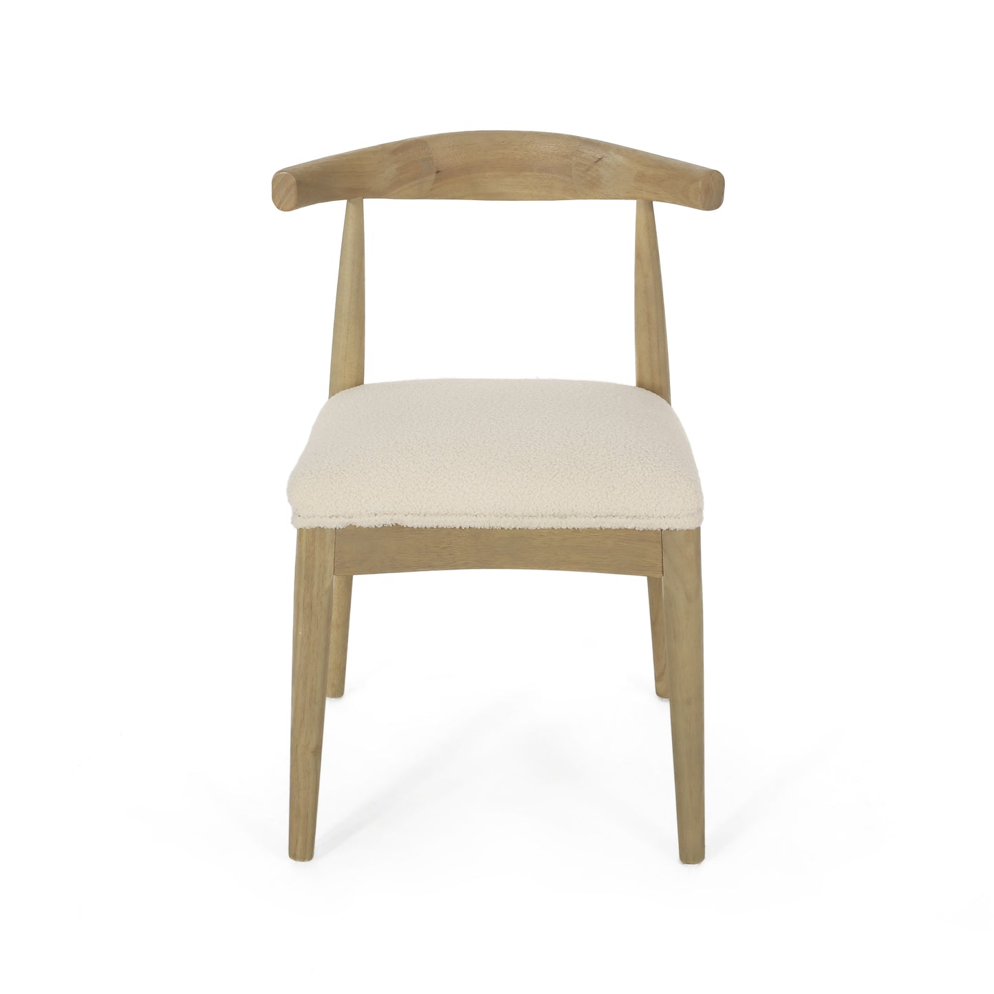 Mid-Century Modern Dining Chair Set of 2 - Ivory Upholstered
