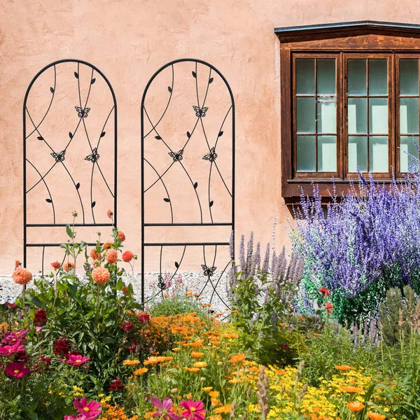 71" Metal Garden Trellis - 2 Pack Rustproof Climbing Support - Black
