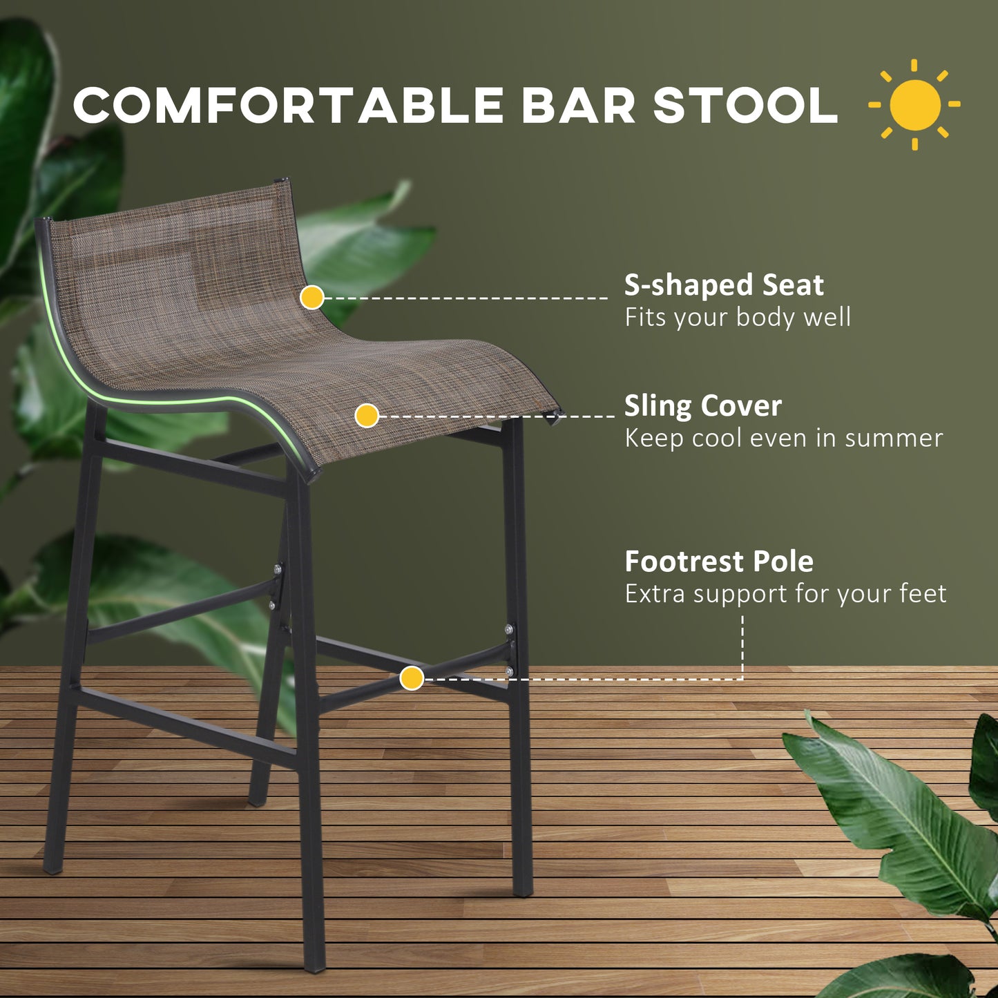 3 Piece Outdoor Bistro Set for 2 with Glass Top - Tan