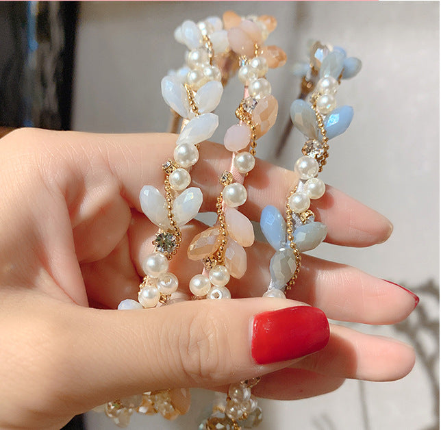 Pearl Rhinestone Hairpin Headband - Multiple Colors