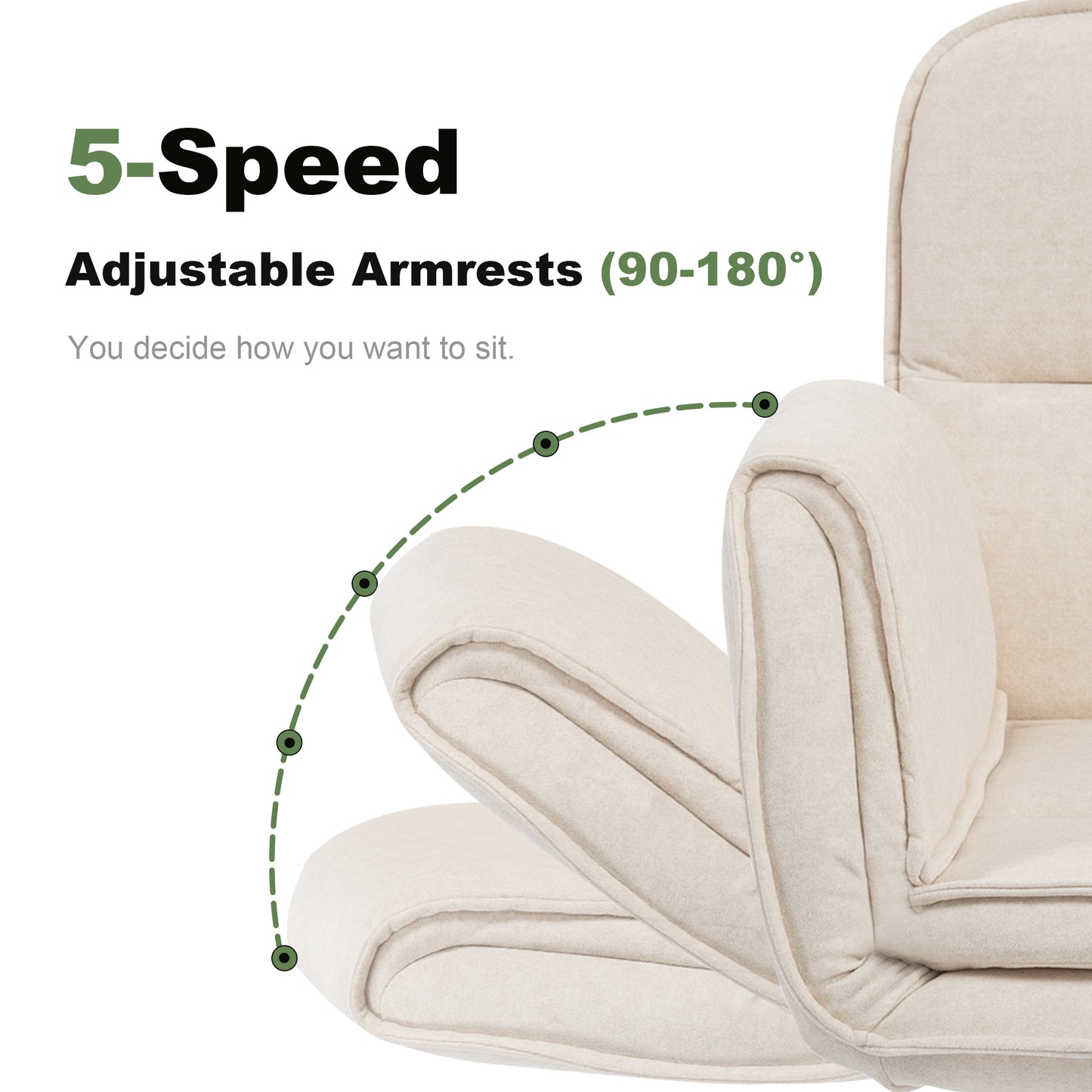 Criss Cross Chair With 5-Gear Adjustable Armrests & Wheels, Ergonomic