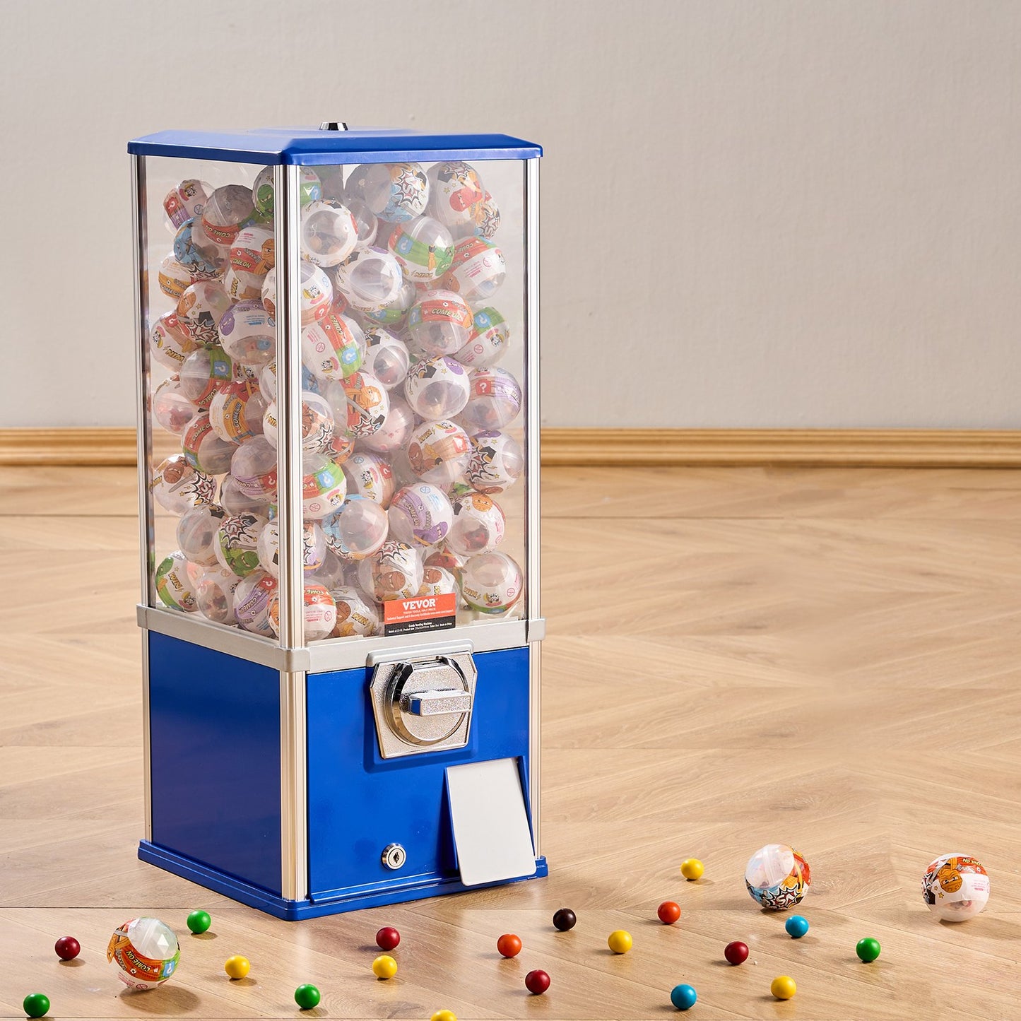Vintage Gumball Machine Coin Bank - Blue 25 Cent Vending Dispenser