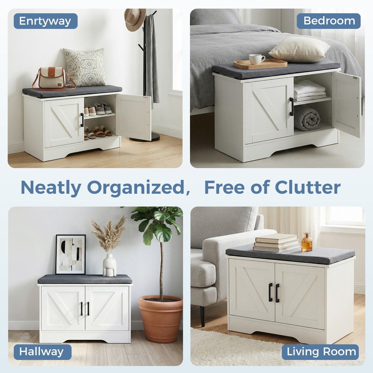Wooden Shoe Storage Cabinet for Living Room - Multiple Sizes