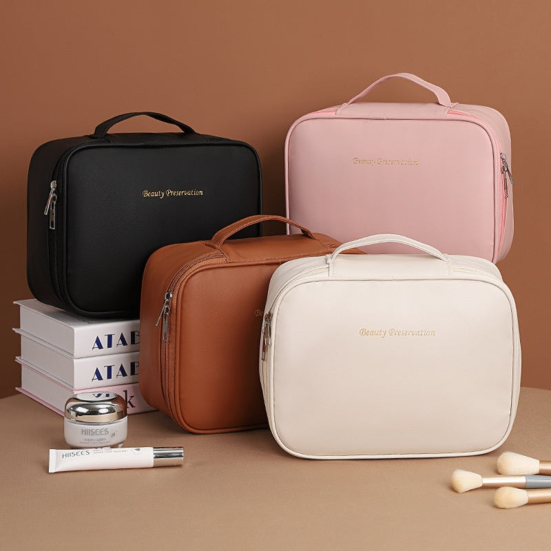 Multifunctional Cosmetic Bag with Partition Storage - Waterproof & Storable