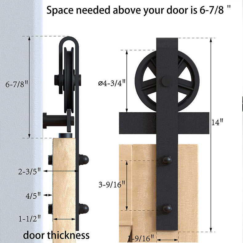 Sliding Barn Door Rail Kit with Bull Wheel - Modern Hanging Door Hardware
