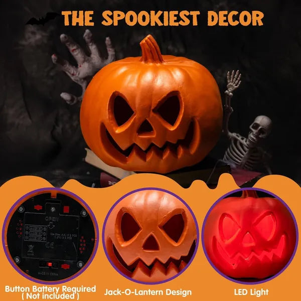 Light-Up Plastic Pumpkin Halloween Decorations - Yellow