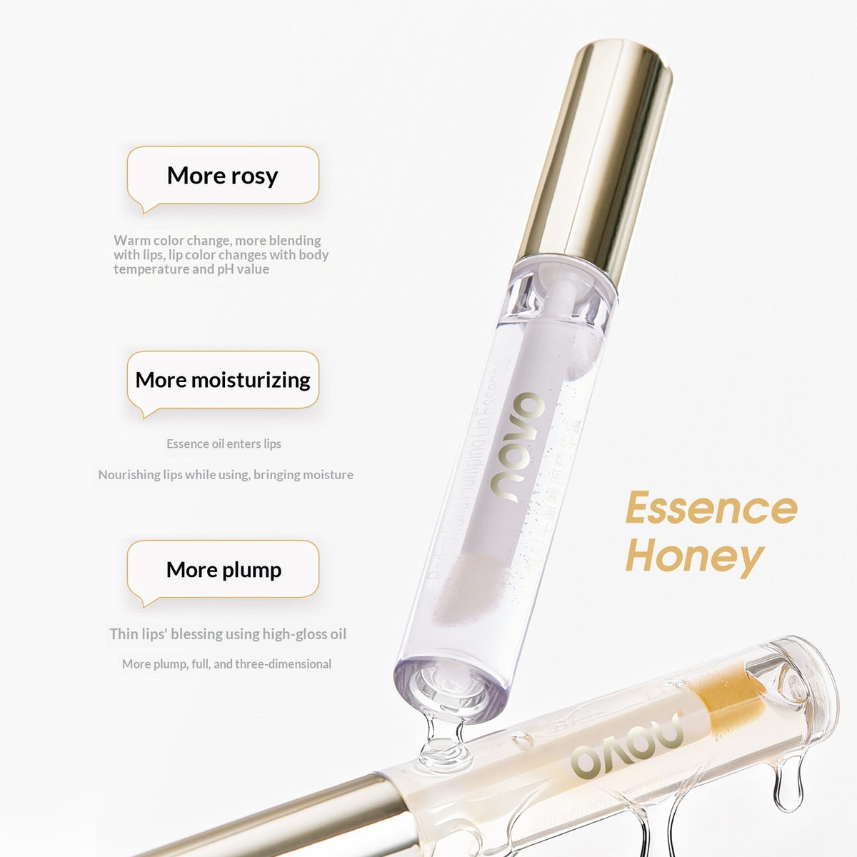 Temperature-Responsive Lip Gloss with Hydrating Nourishment - Colorless & Orange