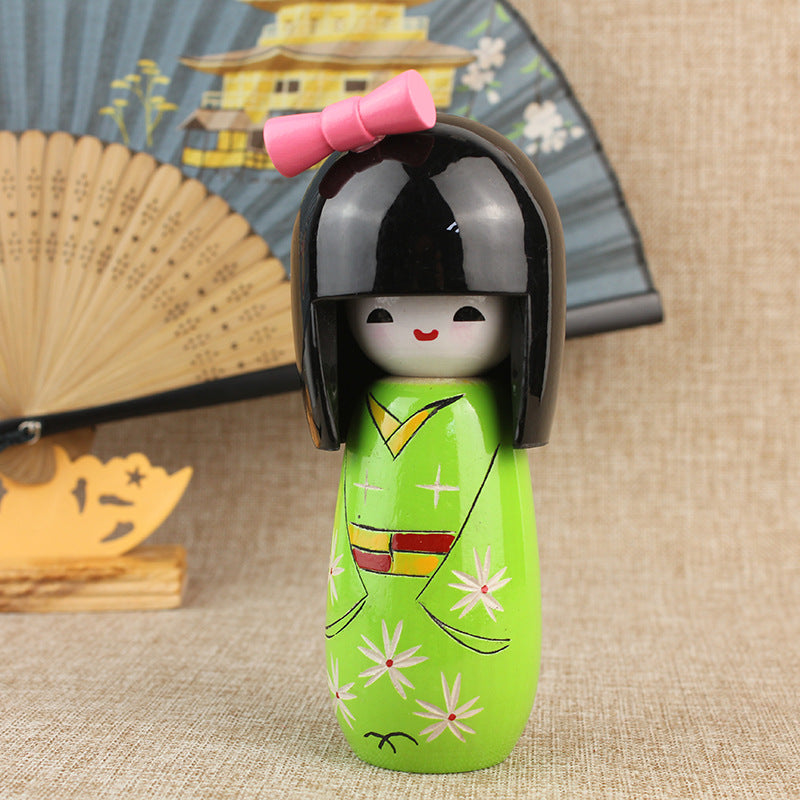 Japanese-Style Kimono Doll for Sushi Restaurant Decor - Handmade Wooden Figurine