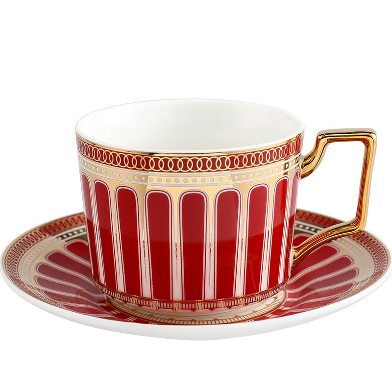 Ceramic Tea Cup & Saucer Set - Floral & Light Luxury Design, 201-300ml Capacity