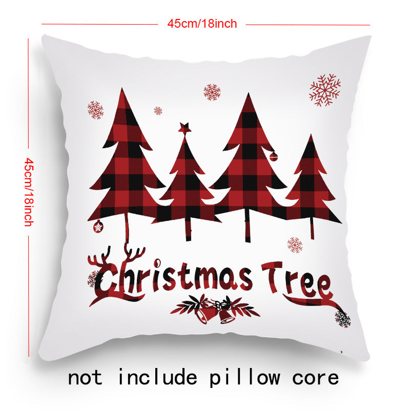 Holiday Cartoon Santa Claus Elk Pillow Cover 45x45cm Sofa Cushion Decor
