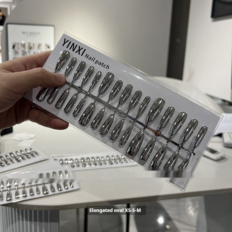 Mirror Nail Tips Set for Nail Art - Silver Electroplated Armor Style, 36PCS