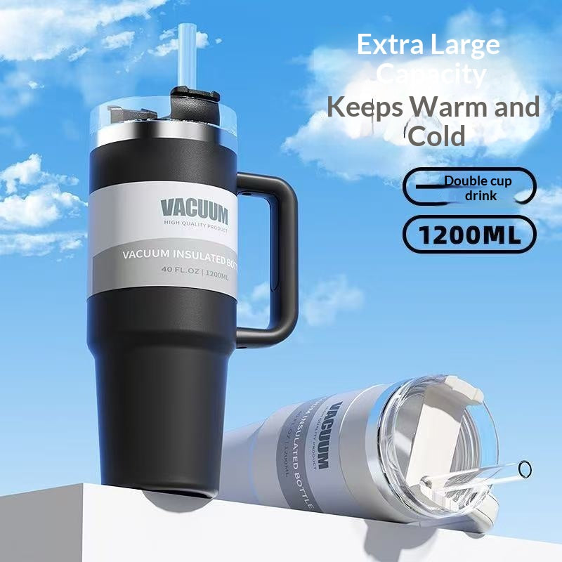 40oz Stainless Steel Iced Coffee Tumbler with Straw – Multiple Colors & 1200ml Capacity