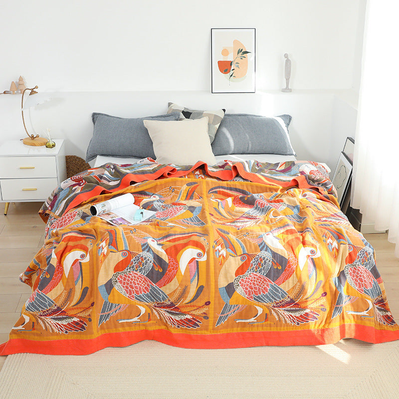 Cotton Gauze Summer Quilt & Sofa Blanket Set - Light & Breathable Bedding