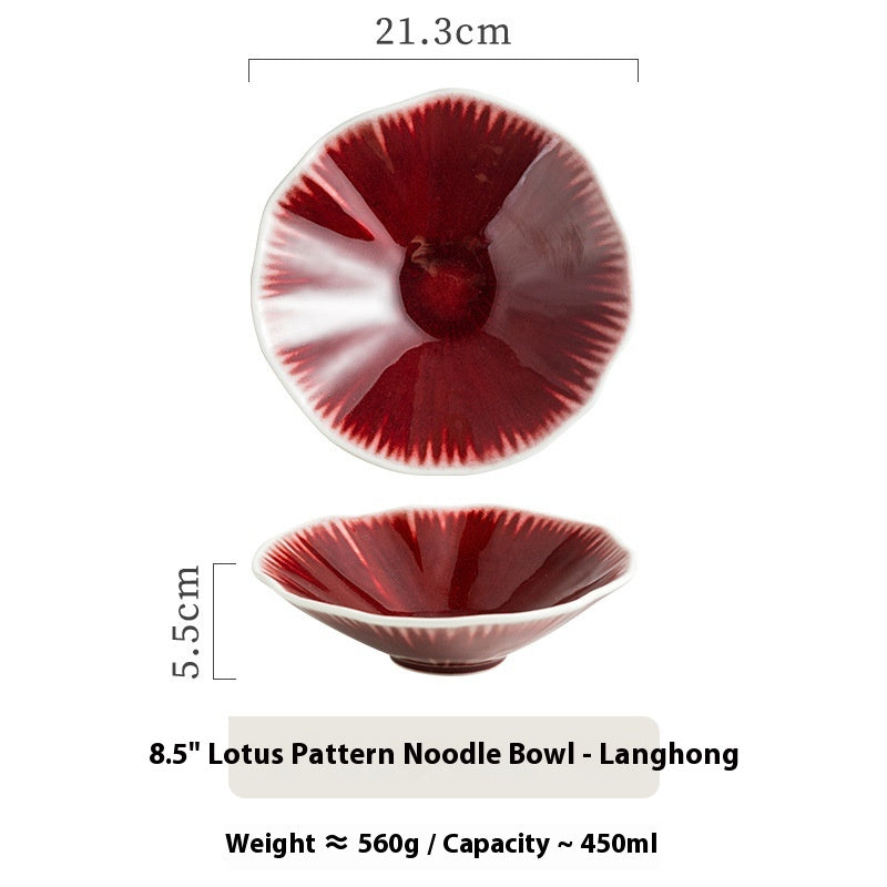 Creative Ceramic Lotus Leaf Noodle Risotto Bowl - Multiple Colors