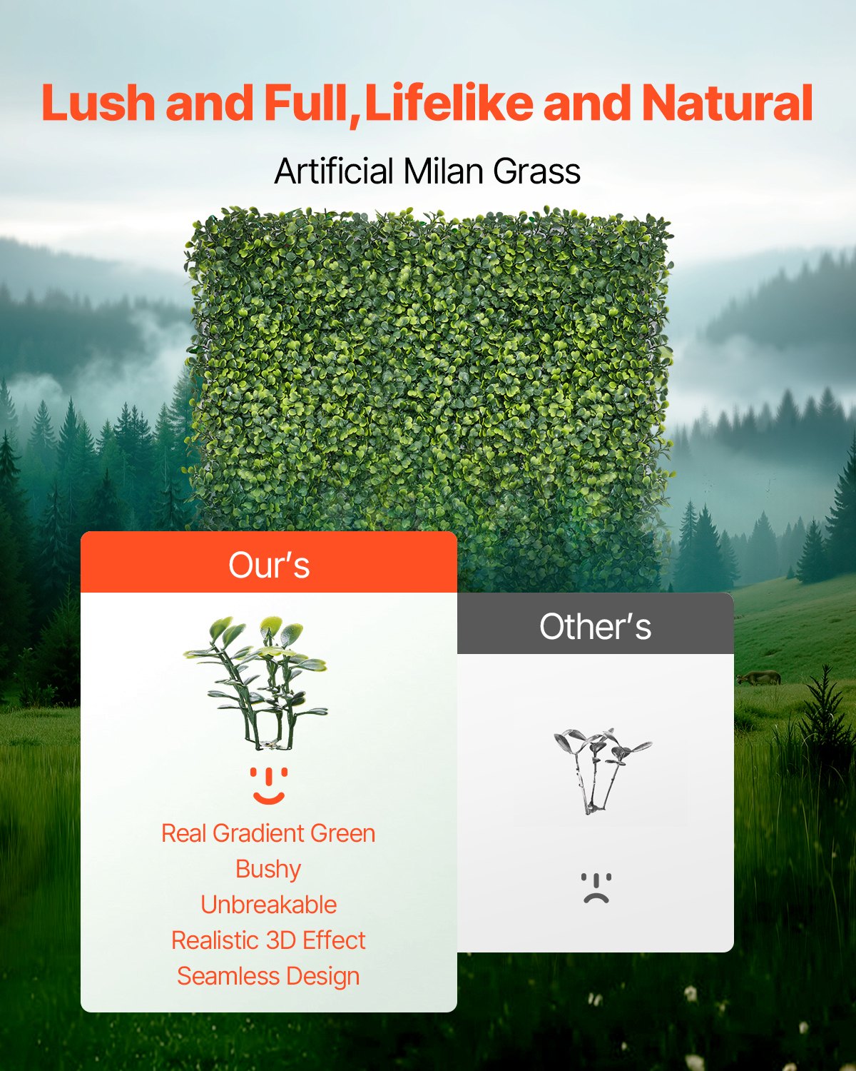Artificial Grass Wall Panels 40x120 inches - Vibrant Green Privacy Fencing