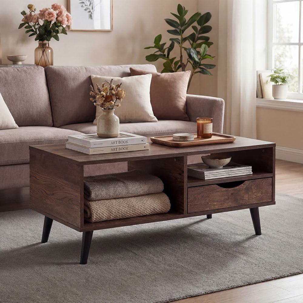 Coffee Table With Storage Rustic Rectangle Center For Living Rooms,
